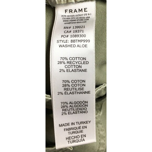 Frame Pants Women's Size 27 Green Tapered Leg Cotton Blend - Picture 4 of 8